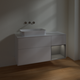 Тумба под раковину Villeroy & Boch Finion 120х50,1 см с подсветкой МДФ глянцевый белый лак/стекло белое матовое F691GKGF