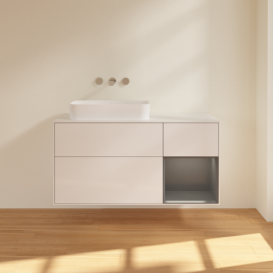 Тумба под раковину Villeroy & Boch Finion 120х50,1 см с подсветкой МДФ глянцевый белый лак/стекло белое матовое F691GKGF