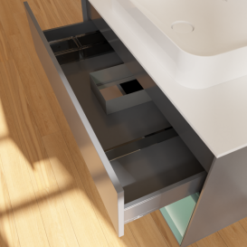 Тумба під раковину Villeroy & Boch Finion 100х50,1 см з підсвічуванням МДФ антрацит матовий лак/скло біле матове F661GMGK