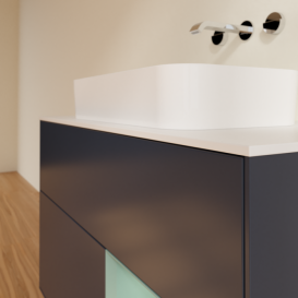 Тумба под раковину Villeroy & Boch Finion 100х50,1 см с подсветкой МДФ темно-синий матовый лак/стекло белое матовое F661GMHG