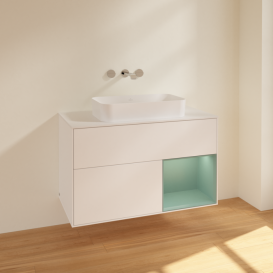 Тумба под раковину Villeroy & Boch Finion 100х50,1 см с подсветкой МДФ белый матовый лак/стекло белое матовое F661GMMT