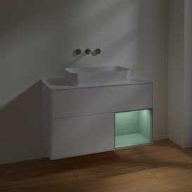 Тумба под раковину Villeroy & Boch Finion 100х50,1 см с подсветкой МДФ белый матовый лак/стекло белое матовое F661GMMT