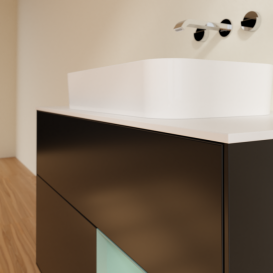 Тумба под раковину Villeroy & Boch Finion 100х50,1 см с подсветкой МДФ черный матовый лак/стекло белое матовое F661GMPD