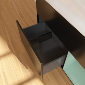 Тумба под раковину Villeroy & Boch Finion 100х50,1 см с подсветкой МДФ черный матовый лак/стекло белое матовое F661GMPD