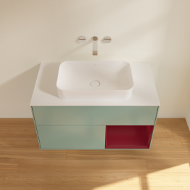 Тумба под раковину Villeroy & Boch Finion 100х50,1 см с подсветкой МДФ оливковый матовый лак/стекло белое матовое F661HBGM