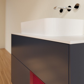 Тумба под раковину Villeroy & Boch Finion 100х50,1 см с подсветкой МДФ темно-синий матовый лак/стекло белое матовое F661HBHG
