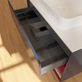 Тумба под раковину Villeroy & Boch Finion 100х50,1 см с подсветкой МДФ темно-синий матовый лак/стекло белое матовое F661HBHG