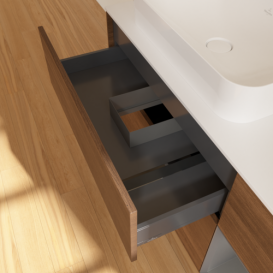 Тумба под раковину Villeroy & Boch Finion 120х50,1 см с подсветкой МДФ шпон грецкого ореха/стекло белое матовое F691GKGN