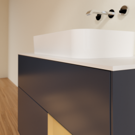 Тумба под раковину Villeroy & Boch Finion 100х50,1 см с подсветкой МДФ темно-синий матовый лак/стекло белое матовое F661HFHG