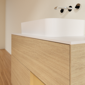 Тумба под раковину Villeroy & Boch Finion 100х50,1 см с подсветкой МДФ шпон дуба/стекло белое матовое F661HFPC