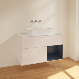 Тумба под раковину Villeroy & Boch Finion 100х50,1 см с подсветкой МДФ глянцевый белый лак/стекло белое матовое F661HGGF