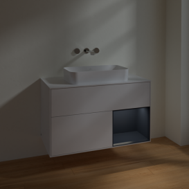 Тумба под раковину Villeroy & Boch Finion 100х50,1 см с подсветкой МДФ глянцевый белый лак/стекло белое матовое F661HGGF