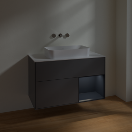 Тумба под раковину Villeroy & Boch Finion 100х50,1 см с подсветкой МДФ антрацит матовый лак/стекло белое матовое F661HGGK