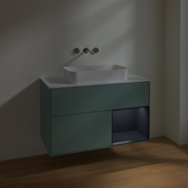 Тумба под раковину Villeroy & Boch Finion 100х50,1 см с подсветкой МДФ оливковый матовый лак/стекло белое матовое F661HGGM