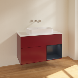 Тумба під раковину Villeroy & Boch Finion 100х50,1 см з підсвічуванням МДФ півонія матовий лак/скло біле матове F661HGHB