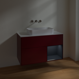 Тумба под раковину Villeroy & Boch Finion 100х50,1 см с подсветкой МДФ пион матовый лак/стекло белое матовое F661HGHB