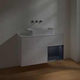 Тумба под раковину Villeroy & Boch Finion 100х50,1 см с подсветкой МДФ белый матовый лак/стекло белое матовое F661HGMT