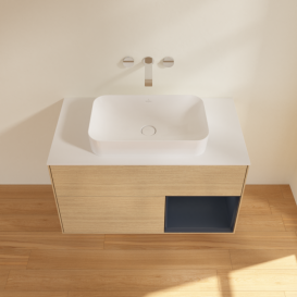 Тумба под раковину Villeroy & Boch Finion 100х50,1 см с подсветкой МДФ шпон дуба/стекло белое матовое F661HGPC