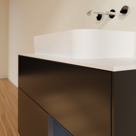 Тумба под раковину Villeroy & Boch Finion 100х50,1 см с подсветкой МДФ черный матовый лак/стекло белое матовое F661HGPD