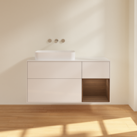 Тумба под раковину Villeroy & Boch Finion 120х50,1 см с подсветкой МДФ глянцевый белый лак/стекло белое матовое F691GNGF