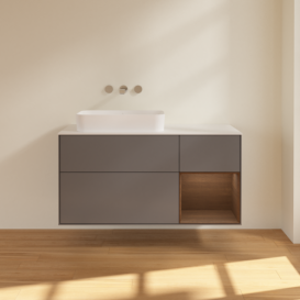 Тумба под раковину Villeroy & Boch Finion 120х50,1 см с подсветкой МДФ антрацит матовый лак/стекло белое матовое F691GNGK