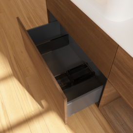 Тумба под раковину Villeroy & Boch Finion 120х50,1 см с подсветкой МДФ шпон грецкого ореха/стекло белое матовое F691GNGN