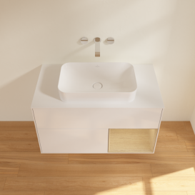 Тумба под раковину Villeroy & Boch Finion 100х50,1 см с подсветкой МДФ глянцевый белый лак/стекло белое матовое F661PCGF