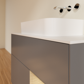 Тумба под раковину Villeroy & Boch Finion 100х50,1 см с подсветкой МДФ антрацит матовый лак/стекло белое матовое F661PCGK