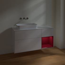 Тумба под раковину Villeroy & Boch Finion 120х50,1 см с подсветкой МДФ глянцевый белый лак/стекло белое матовое F691HBGF