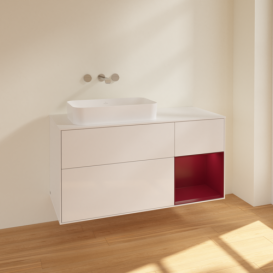 Тумба под раковину Villeroy & Boch Finion 120х50,1 см с подсветкой МДФ глянцевый белый лак/стекло белое матовое F691HBGF