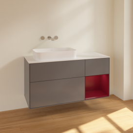 Тумба под раковину Villeroy & Boch Finion 120х50,1 см с подсветкой МДФ антрацит матовый лак/стекло белое матовое F691HBGK