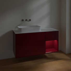 Тумба под раковину Villeroy & Boch Finion 120х50,1 см с подсветкой МДФ пион матовый лак/стекло белое матовое F691HBHB