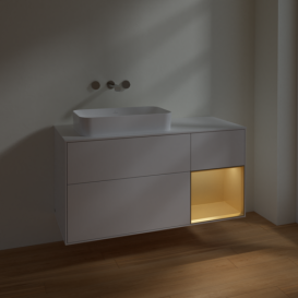 Тумба под раковину Villeroy & Boch Finion 120х50,1 см с подсветкой МДФ глянцевый белый лак/стекло белое матовое F691HFGF