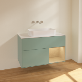 Тумба под раковину Villeroy & Boch Finion 100х50,1 см с подсветкой МДФ оливковый матовый лак/стекло белое матовое F661PCGM