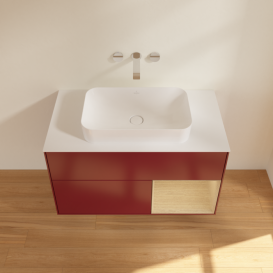 Тумба под раковину Villeroy & Boch Finion 100х50,1 см с подсветкой МДФ пион матовый лак/стекло белое матовое F661PCHB