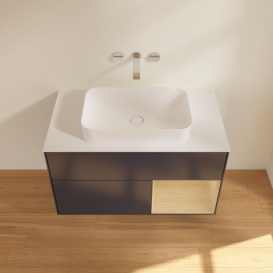 Тумба под раковину Villeroy & Boch Finion 100х50,1 см с подсветкой МДФ темно-синий матовый лак/стекло белое матовое F661PCHG