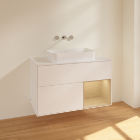 Тумба под раковину Villeroy & Boch Finion 100х50,1 см с подсветкой МДФ белый матовый лак/стекло белое матовое F661PCMT