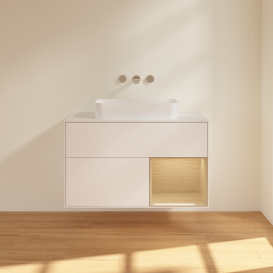 Тумба под раковину Villeroy & Boch Finion 100х50,1 см с подсветкой МДФ белый матовый лак/стекло белое матовое F661PCMT