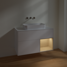 Тумба под раковину Villeroy & Boch Finion 100х50,1 см с подсветкой МДФ белый матовый лак/стекло белое матовое F661PCMT