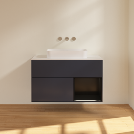 Тумба под раковину Villeroy & Boch Finion 100х50,1 см с подсветкой МДФ темно-синий матовый лак/стекло белое матовое F661PDHG