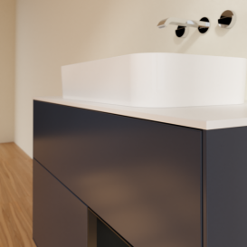 Тумба под раковину Villeroy & Boch Finion 100х50,1 см с подсветкой МДФ темно-синий матовый лак/стекло белое матовое F661PDHG