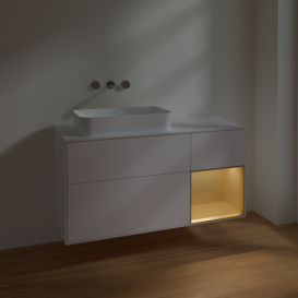 Тумба под раковину Villeroy & Boch Finion 120х50,1 см с подсветкой МДФ белый матовый лак/стекло белое матовое F691HFMT