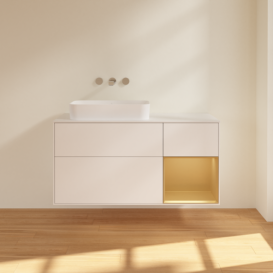 Тумба под раковину Villeroy & Boch Finion 120х50,1 см с подсветкой МДФ белый матовый лак/стекло белое матовое F691HFMT