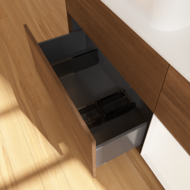 Тумба під раковину Villeroy & Boch Finion 120х50,1 см із підсвічуванням МДФ шпон волоського горіха/скло біле матове F691MTGN