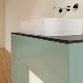 Тумба под раковину Villeroy & Boch Finion 100х50,1 см с подсветкой МДФ оливковый матовый лак/стекло черное матовое F662GFGM