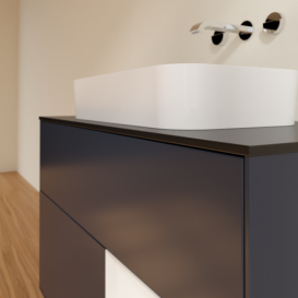 Тумба под раковину Villeroy & Boch Finion 100х50,1 см с подсветкой МДФ темно-синий матовый лак/стекло черное матовое F662GFHG