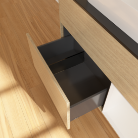 Тумба под раковину Villeroy & Boch Finion 100х50,1 см с подсветкой МДФ шпон дуба/стекло черное матовое F662GFPC