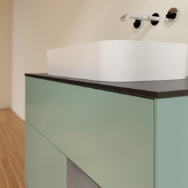 Тумба под раковину Villeroy & Boch Finion 100х50,1 см с подсветкой МДФ оливковый матовый лак/стекло черное матовое F662GKGM