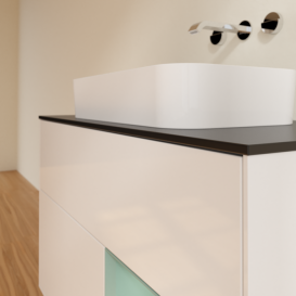 Тумба под раковину Villeroy & Boch Finion 100х50,1 см с подсветкой МДФ глянцевый белый лак/стекло черное матовое F662GMGF