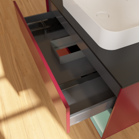 Тумба под раковину Villeroy & Boch Finion 100х50,1 см с подсветкой МДФ пион матовый лак/стекло черное матовое F662GMHB